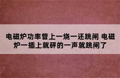 电磁炉功率管上一烧一还跳闸 电磁炉一插上就砰的一声就跳闸了